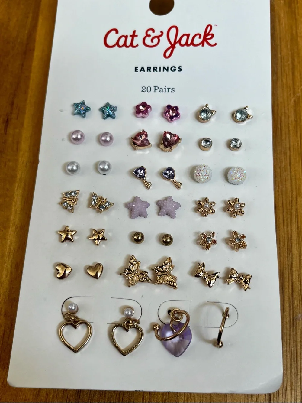 *3/$15, Cat & Jack - Pink, Purple and Gold 20-Pair Kids Earring Set